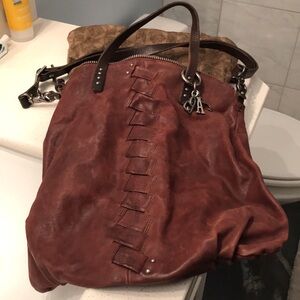 A.S. 98 Brown Textured Fabric leather bag